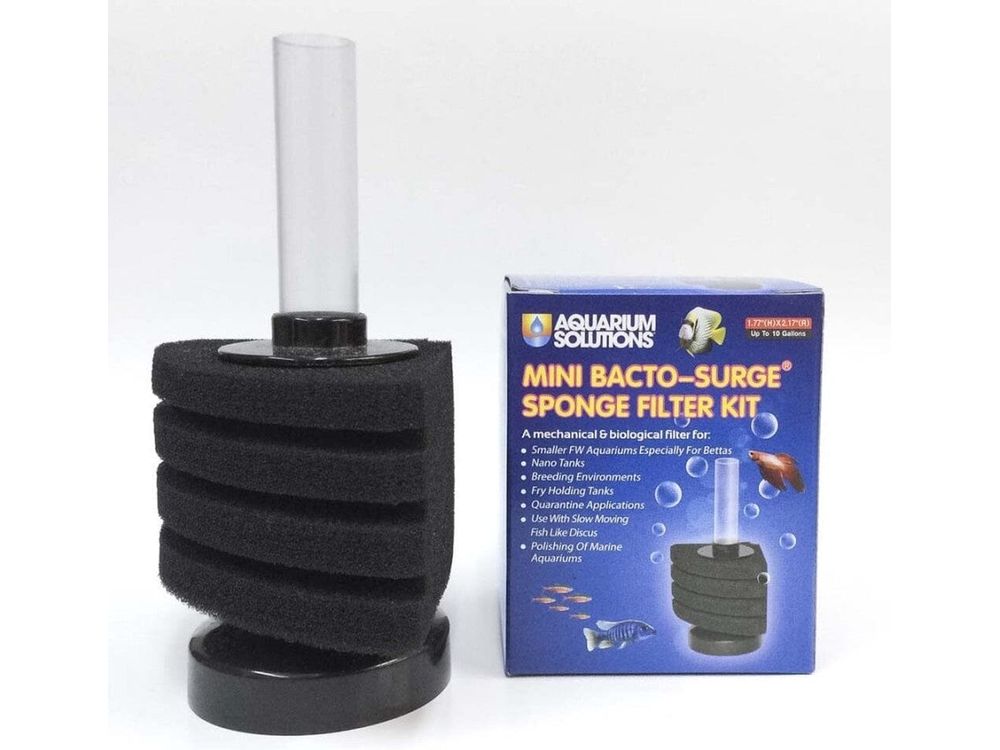Aquarium Solutions Bacto-Surge Biological Action Sponge Filter Black, Mini Fish Supplies Aquarium Solutions