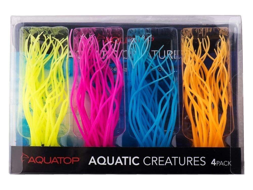 Aquatop Silicon Anemone Aquarium Plant Assorted 4 pk (ATP plnt sil sea anemone 4pk) Aquatic Decor Aquatop