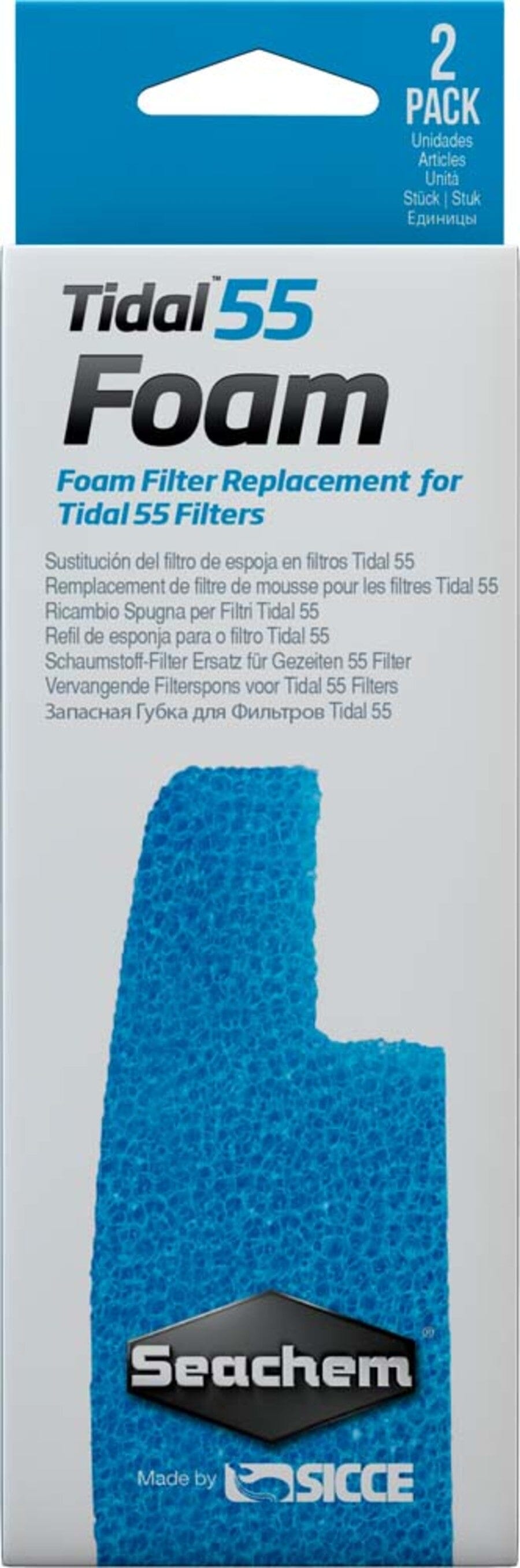 Seachem Laboratories Tidal Foam Sponge For Tidal 55 Filters, Blue, 1ea/2 pk