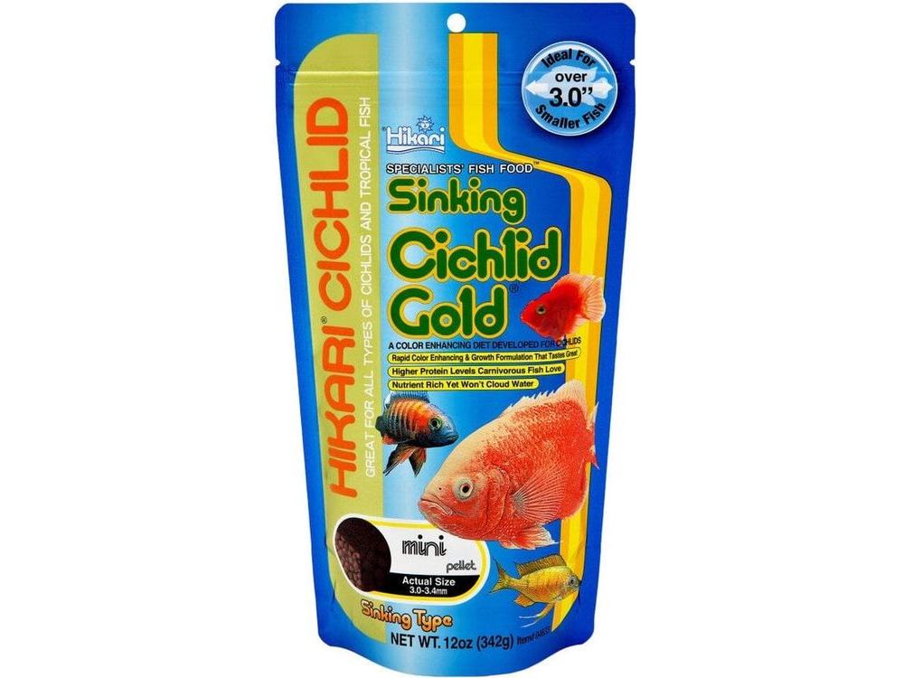 Hikari Cichlid Mini Gold Sinking Pellets Fish Food 12oz Aquatic Diet Hikari