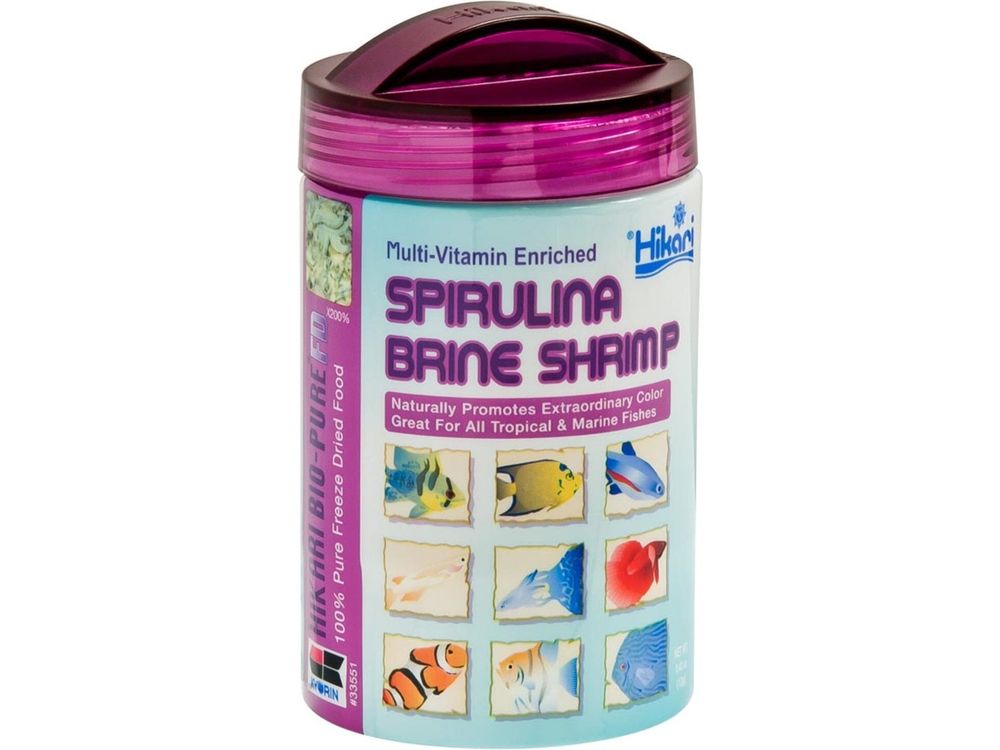 Hikari Bio-Pure Spirulina Brine Shrimp Freeze Dried Fish Food 0.42 oz Aquatic Diet Hikari