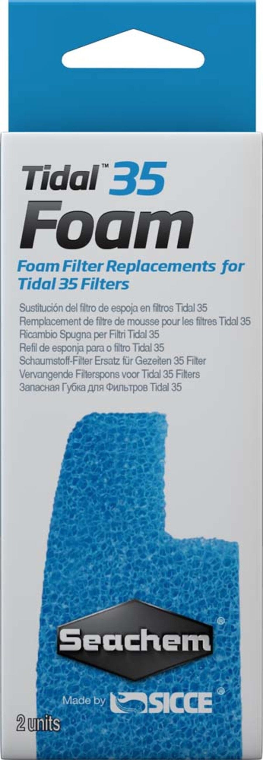 Seachem Laboratories Tidal Foam Sponge For Tidal 35 Filters, Blue, 1ea/2 pk