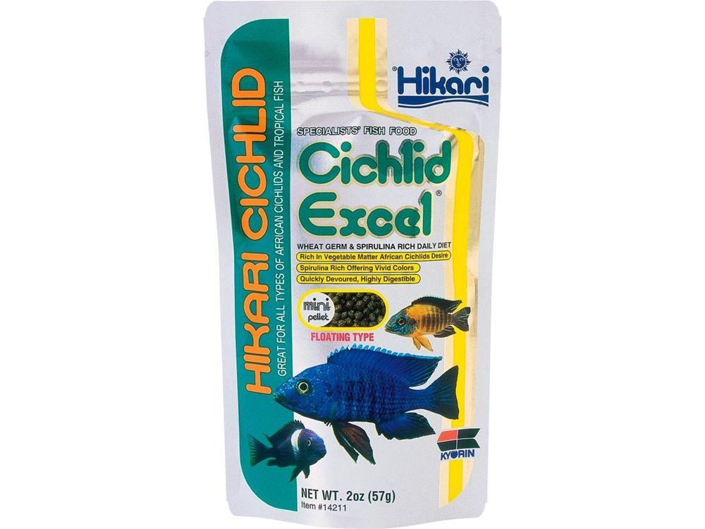 Hikari Cichlid Mini Excel Pellets Fish Food 2 oz Aquatic Diet Hikari