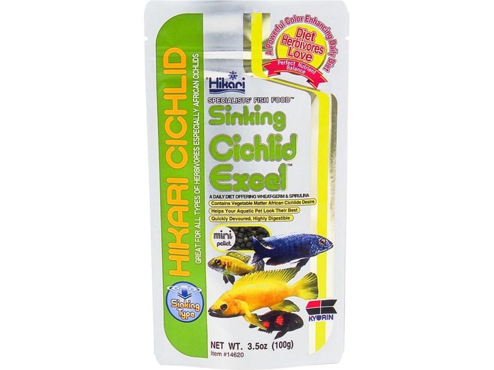 Hikari USA Cichlid Excel Sinking Pellets Fish Food 1ea/3.5 oz, Mini