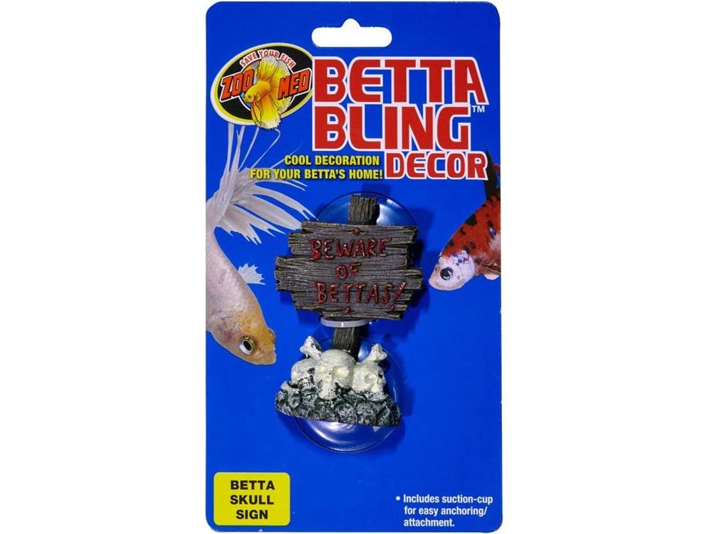 Zoo Med Betta Bling Skull Sign Multi-Color, 1ea Aquatic Decor Zoo Med Aquatic
