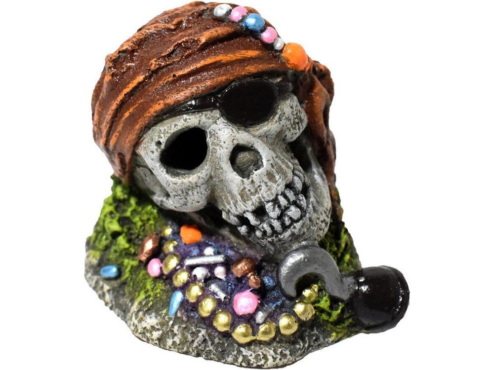 Hikari USA Pirate Skull w/Treasure Resin Ornament 1ea/2.7 in