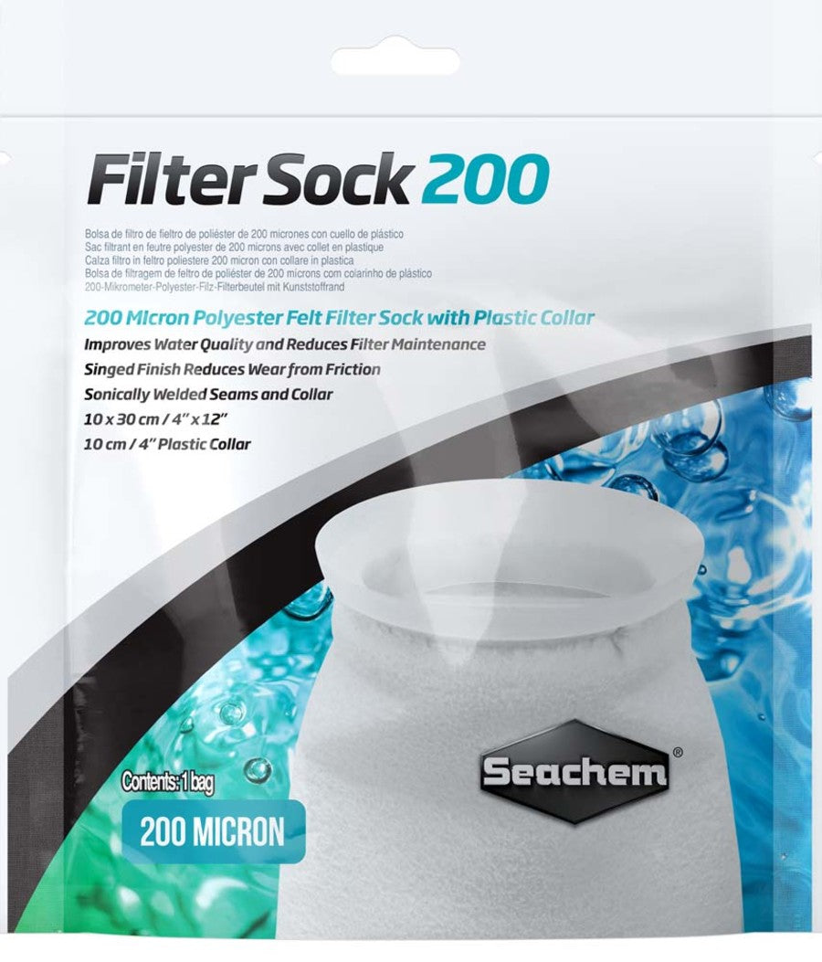 Seachem Laboratories Welded Filter Sock with Plastic Collar White, 1ea/4In X 12 in, SM