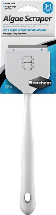 Seachem Laboratories 3-in-1 Algae Scraper for Glass and Acrylic Aquariums 1ea/12 in
