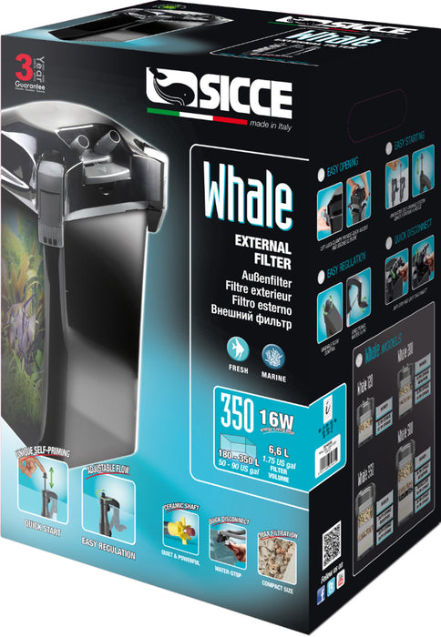 Sicce WHALE 350 Canister Filter - up to 90 gallon aquariums - 330 GPH 1ea