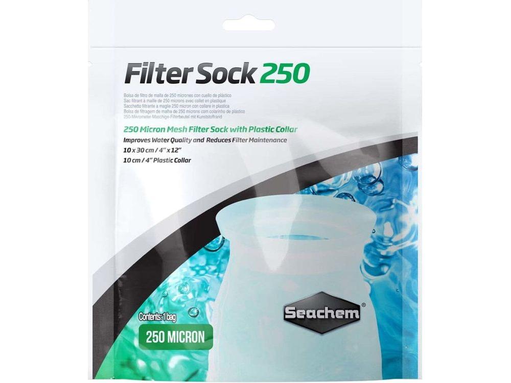 Seachem Laboratories Mesh Filter Sock with Plastic Collar White 1ea/4 In X 12 in, Small Fish Supplies Seachem