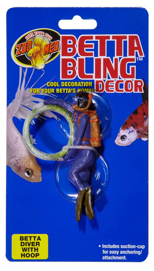 Zoo Med Betta Bling Diver Aquarium Ornament with Hoop Multi-Color, 1ea
