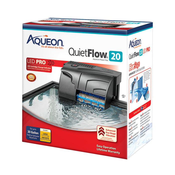 Aqueon QuietFlow LED PRO Aquarium Power Filter Size 20
