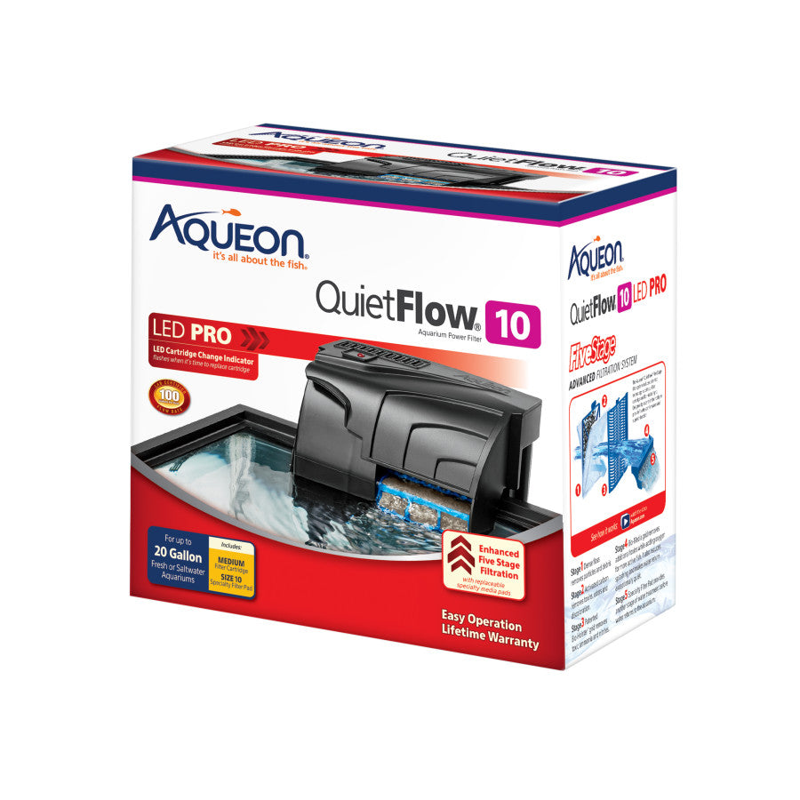 Aqueon QuietFlow LED PRO Aquarium Power Filter Size 10