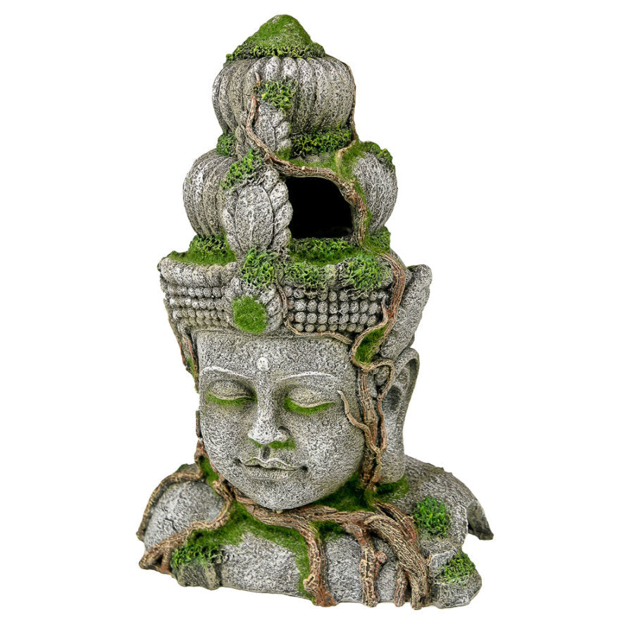 Blue Ribbon Pet Products Exotic Environments Cambodian Warrior Statue with Moss Grey, Green, Brown 1ea/12 in, Large