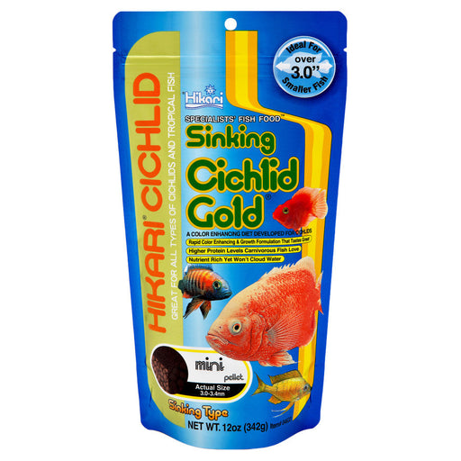 Hikari Cichlid Mini Gold Sinking Pellets Fish Food 12oz