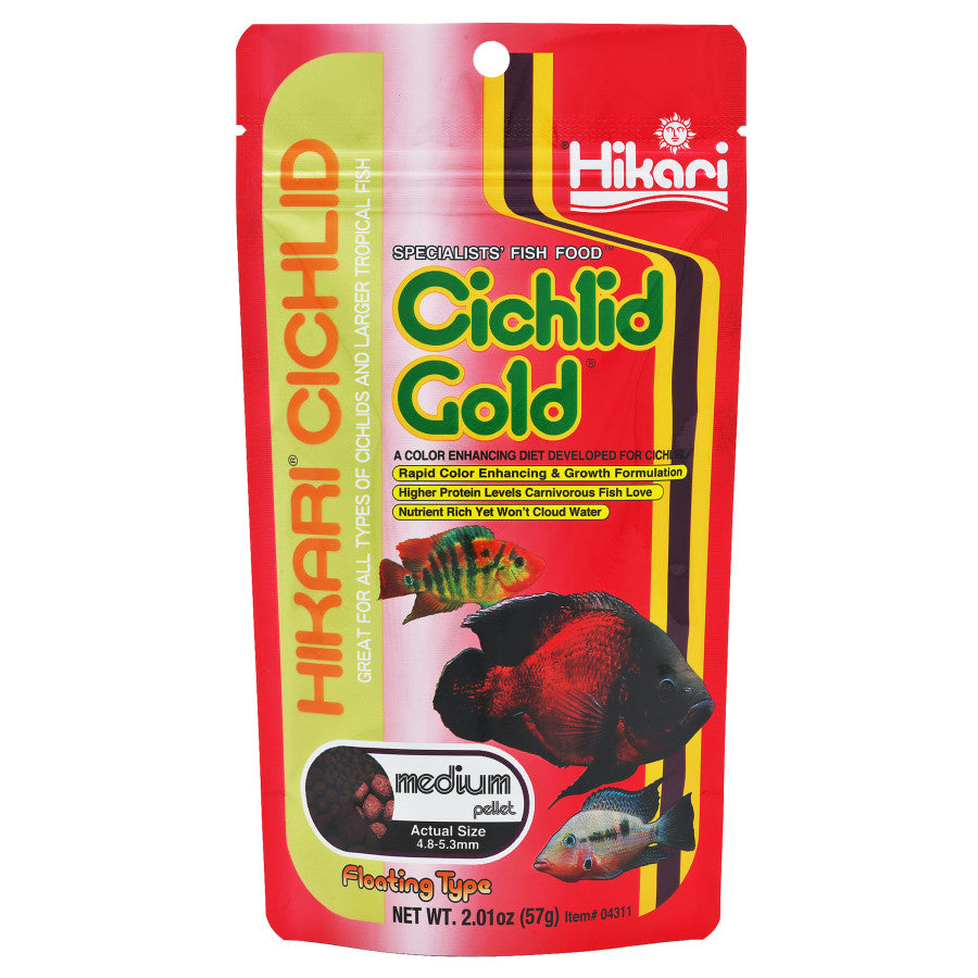 Hikari Cichlid Medium Gold Pellets Fish Food 2 oz