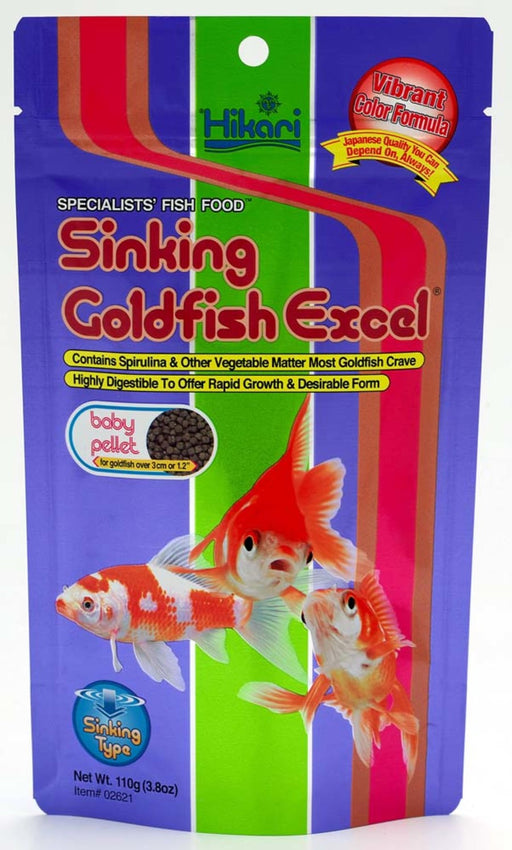 Hikari Sinking Goldfish Excel Pellets Fish Food 3.8 oz, Baby