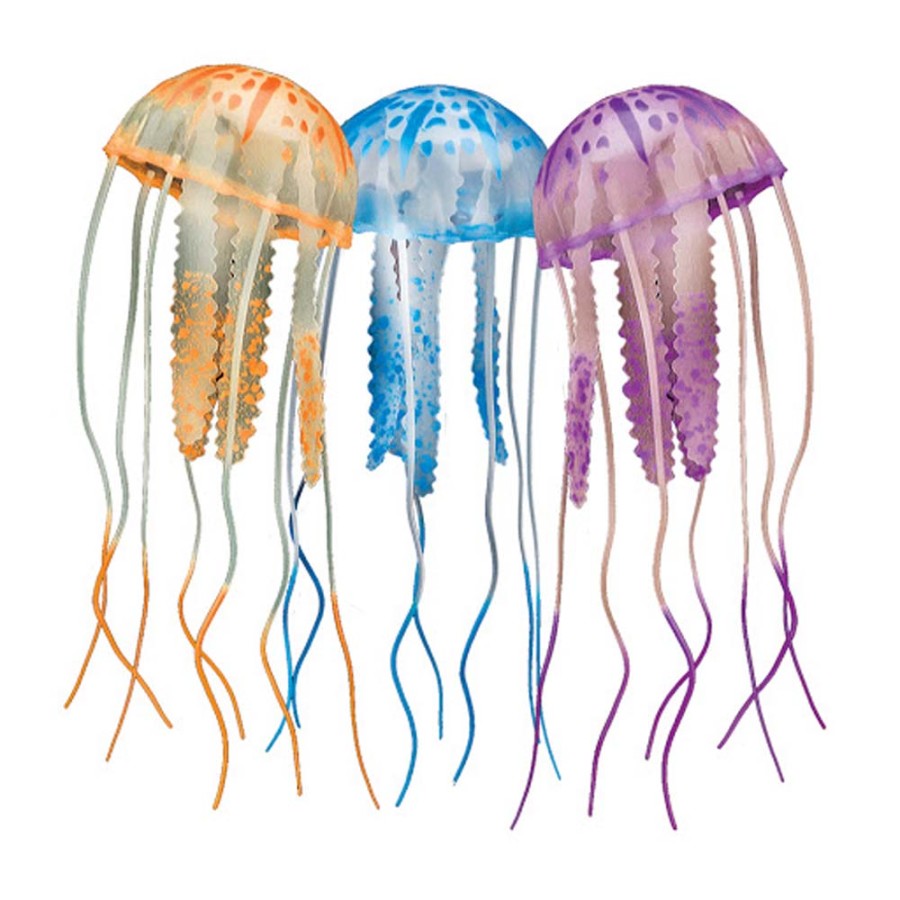Aquatop Floating Jellyfish Aquarium Ornament Orange/Blue/Violet 1ea/2 in, 3 pk