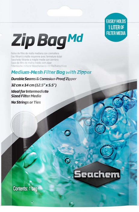 Seachem Laboratories Mesh Filter Bag with Zipper White 1ea/12.5 In X 5.5 in, Medium-Mesh