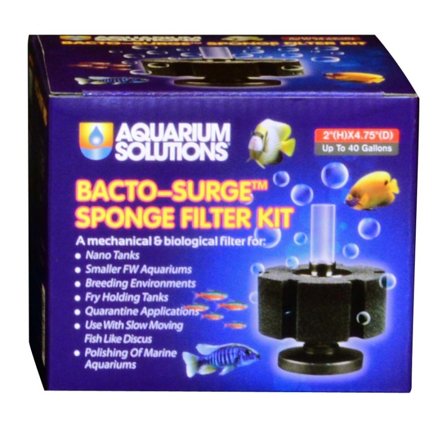 Aquarium Solutions Bacto-Surge Biological Action Sponge Filter Black, Small